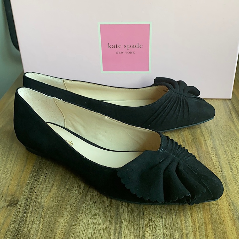 New Kate Spade Black Suede Nance Flats Size 6